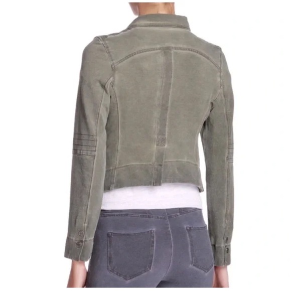 Anthropology Marrakech Meri Olive Green Waterfall Zip/Snap Moto Jacket sz S - Picture 3 of 12